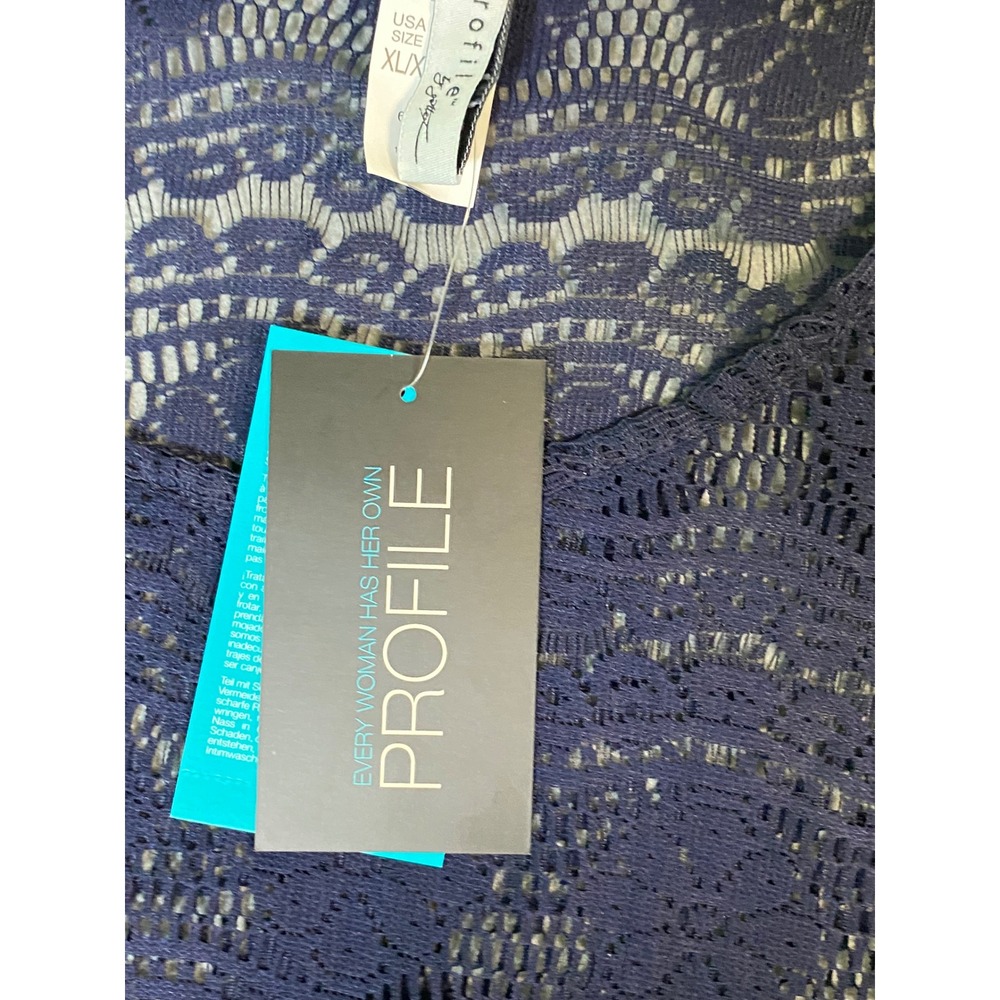 Profile by Gottex Women Navy Blue Lace High Low Swim Cover Up Tank Top XL NWT - Picture 11 of 11